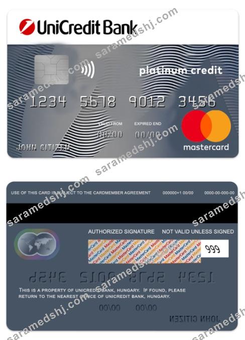 Hungary UniCredit Bank platinum credit mastercard